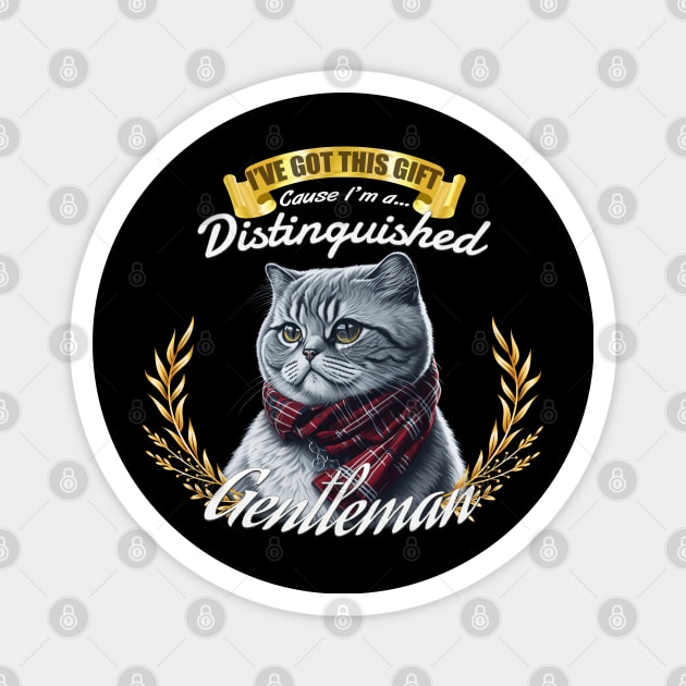 The Distinguished Scottish Fold Cat Gentleman Magnet by Asarteon